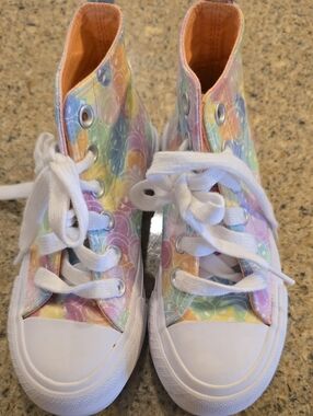 Wonder Nation Girls Pastel Rainbow High-Top Sneakers - White Laces